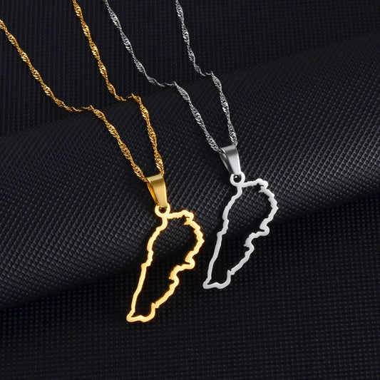 Lebanon Map Outline Necklace